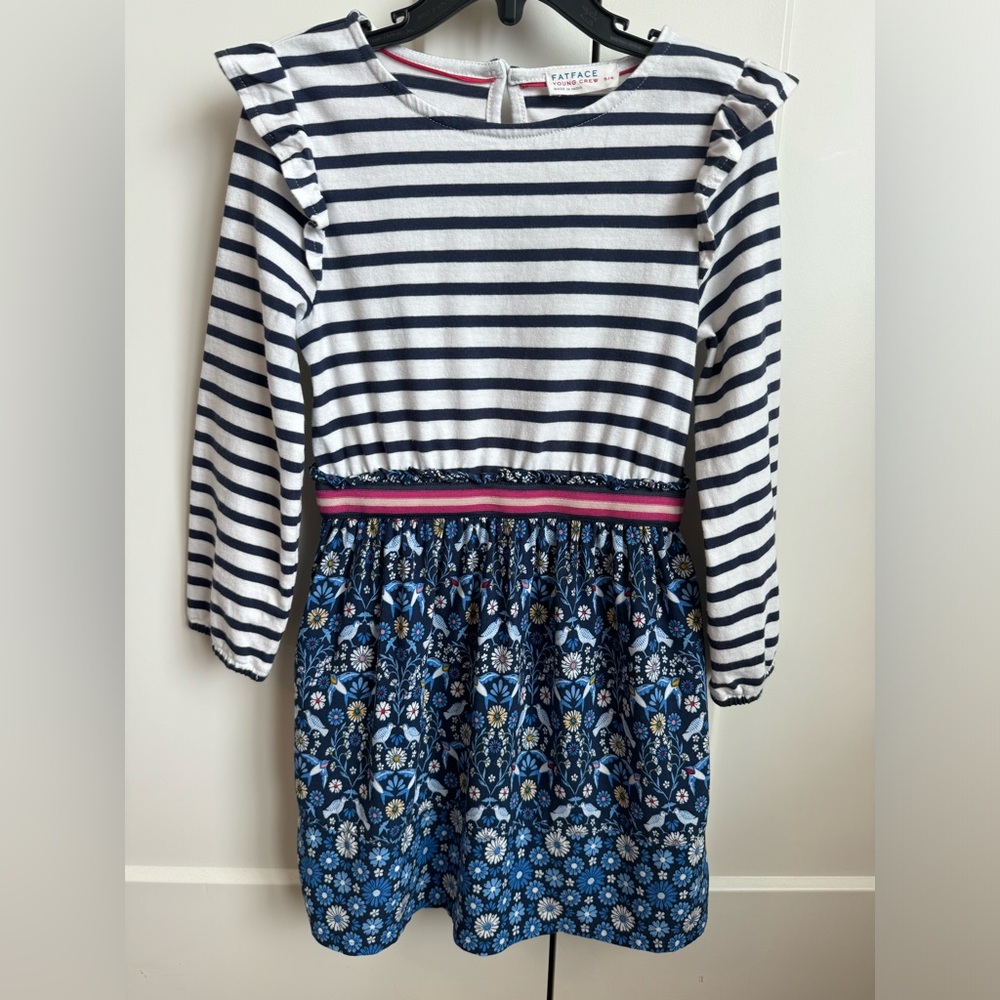 Girl’s Fat Face Bird Tile Print Dress